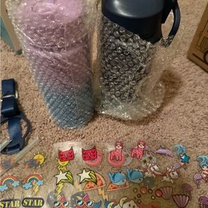 Kids Water Bottle, 2-Pack 16oz With Stickers And Straw, Stainless Steel vacuum